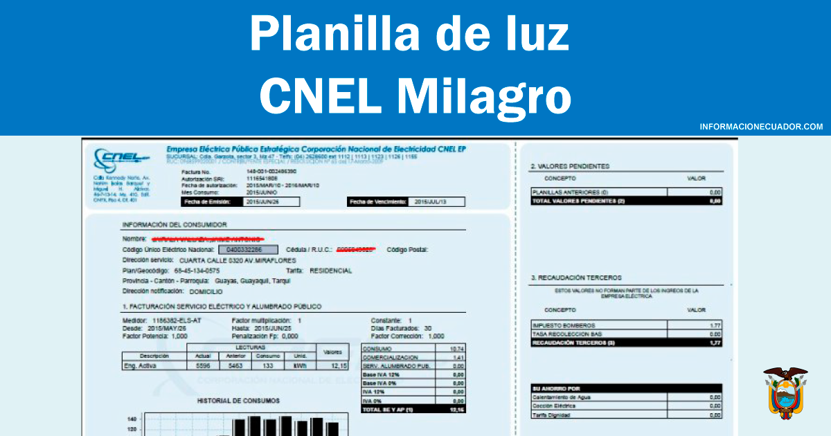 Consultar Planilla De Luz CNEL Milagro Fácilmente